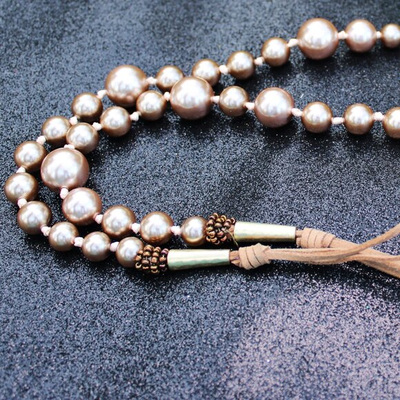 Chico's Faux Rose Gold Pearl Necklace - Picture 2 of 9